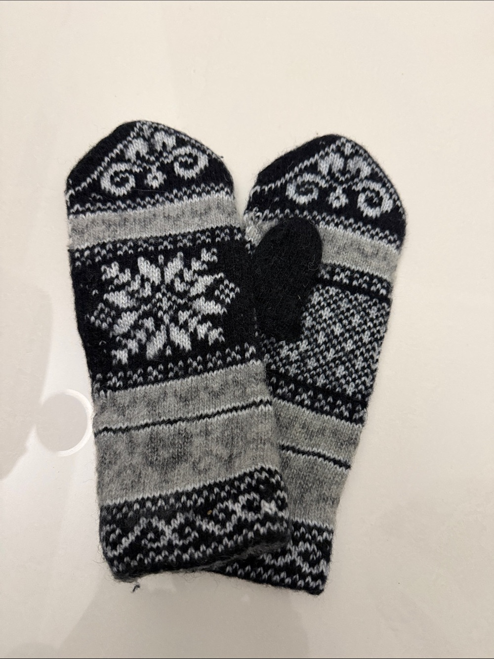 Black & Gray Nordic Snowflake Mittens